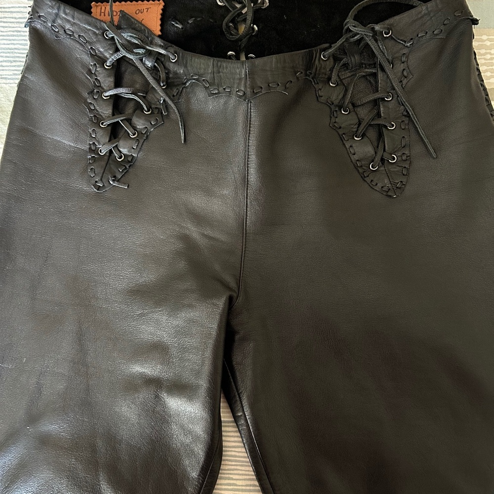 Hide Out Fashion Black Leather Pants